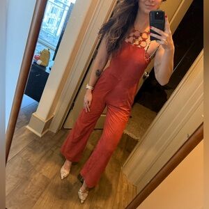 Understated Leather Burnt Orange suede jumpsuit